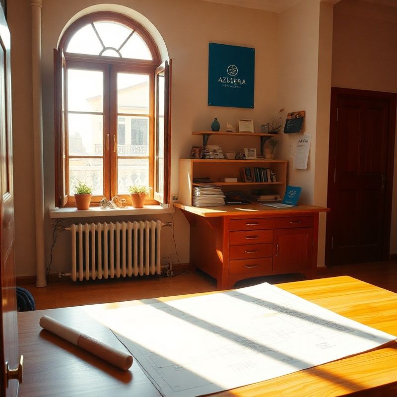 Oficina de Astroelumen en Bilbao con planos sobre la mesa